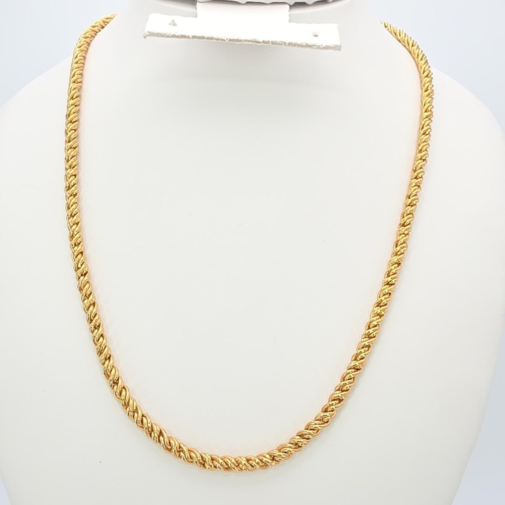 Vintage SWAROVSKI Necklace‎ 18k Yellow Gold Plate Twisted Rope Chain 17"